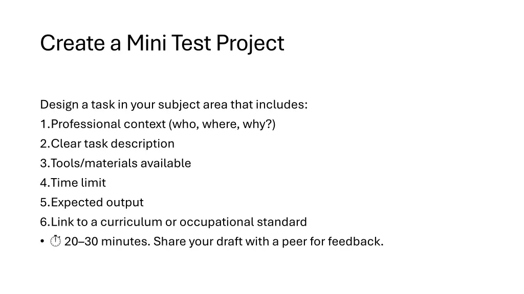 create a mini test project