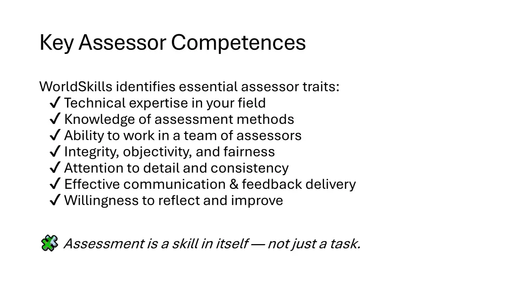 key assessor competences