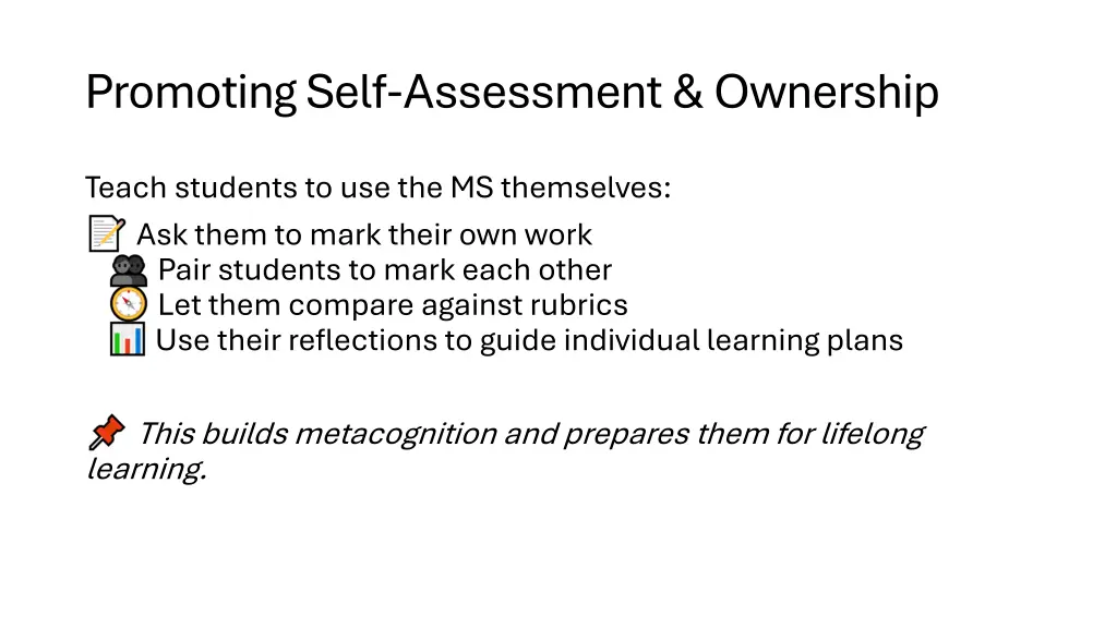 promoting self assessment ownership