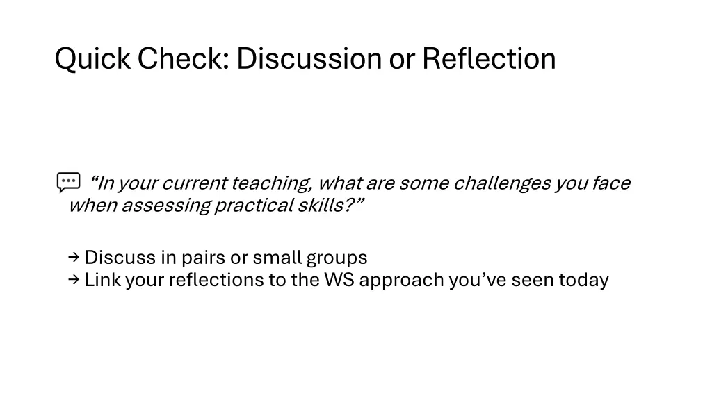 quick check discussion or reflection