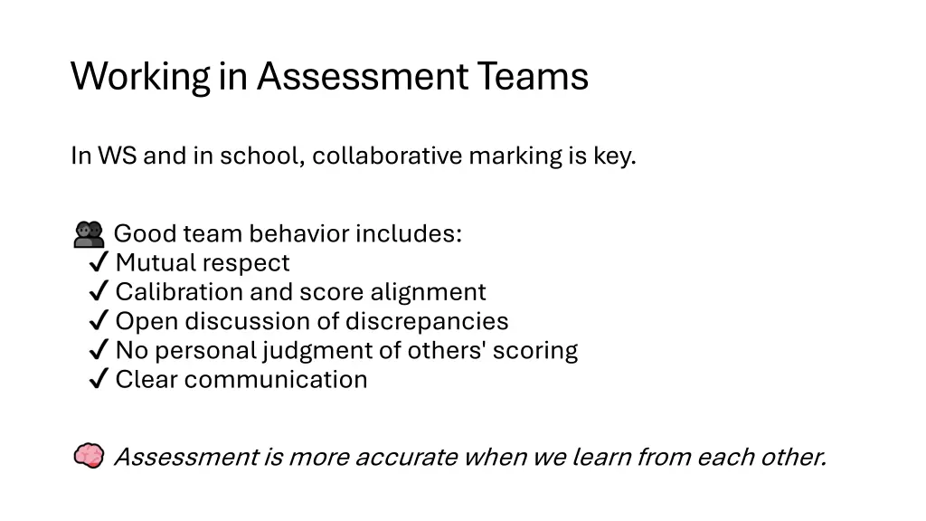 working in assessment teams