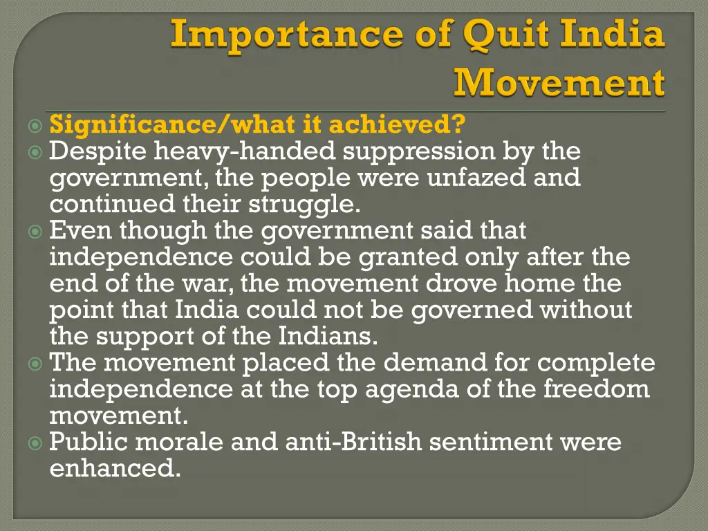 significance what it achieved despite heavy