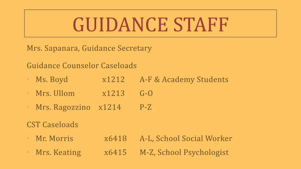 guidance staff