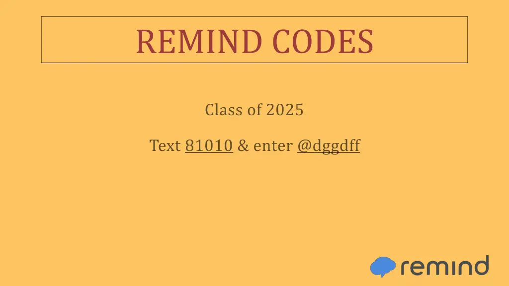 remind codes