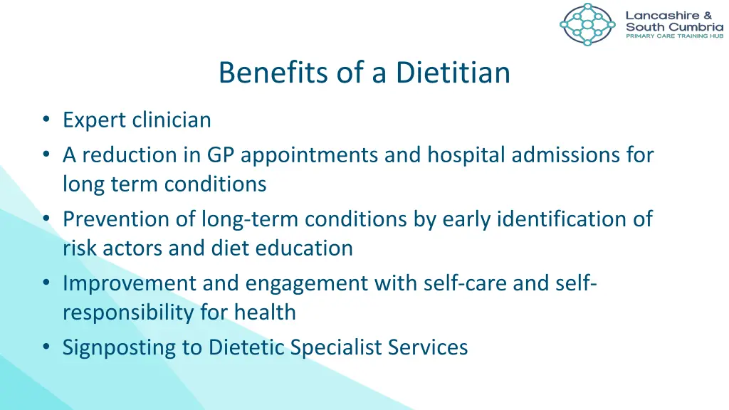 benefits of a dietitian