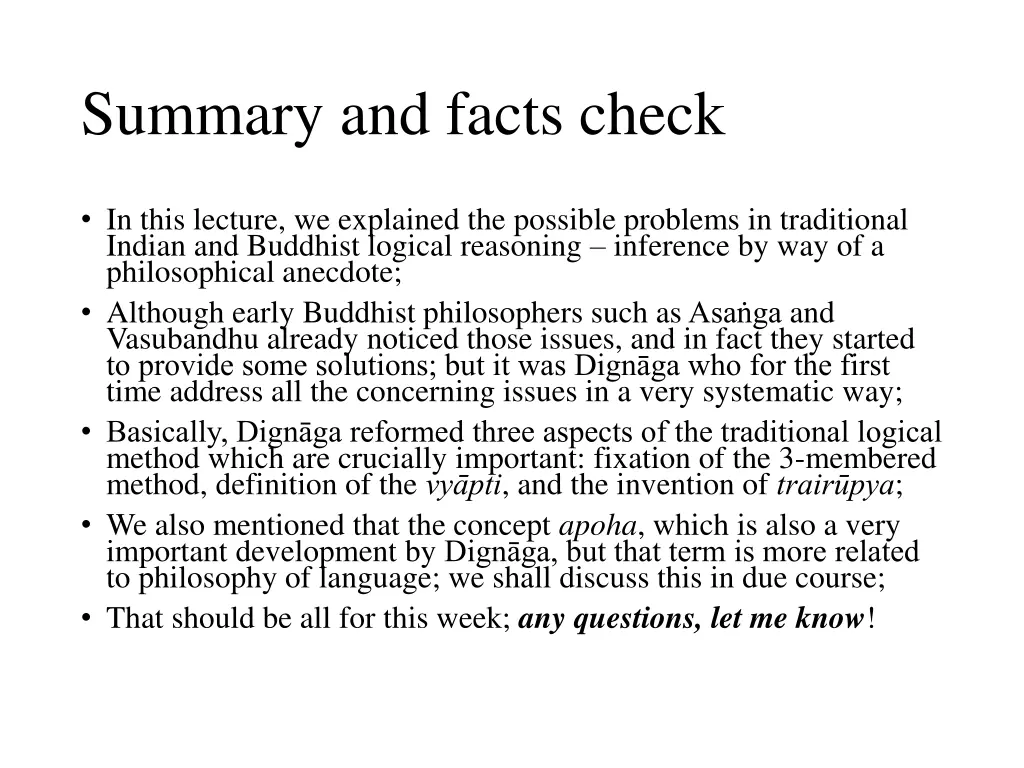 summary and facts check
