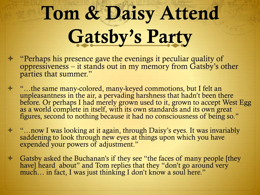tom daisy attend gatsby s party