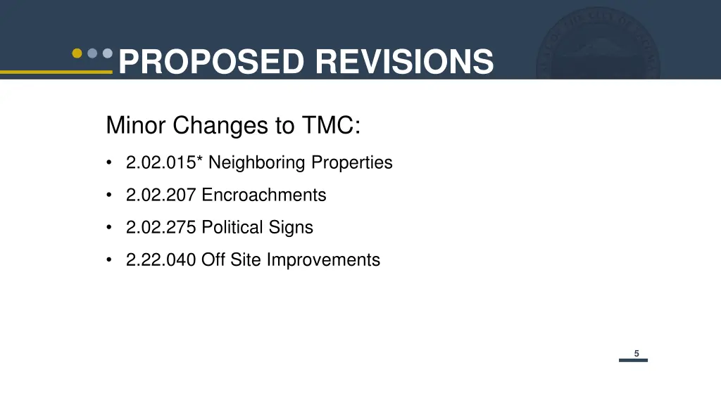 proposed revisions