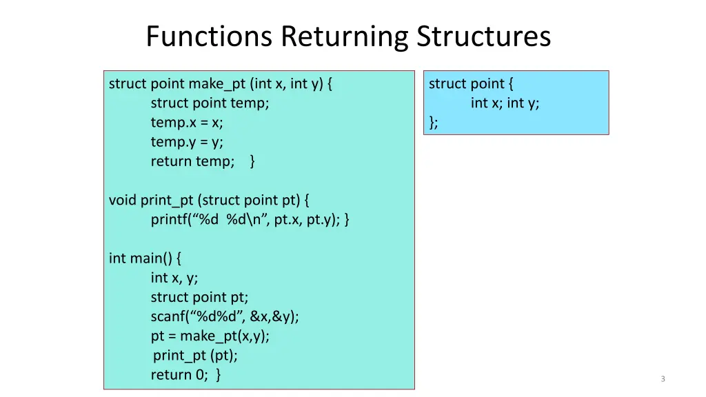 functions returning structures