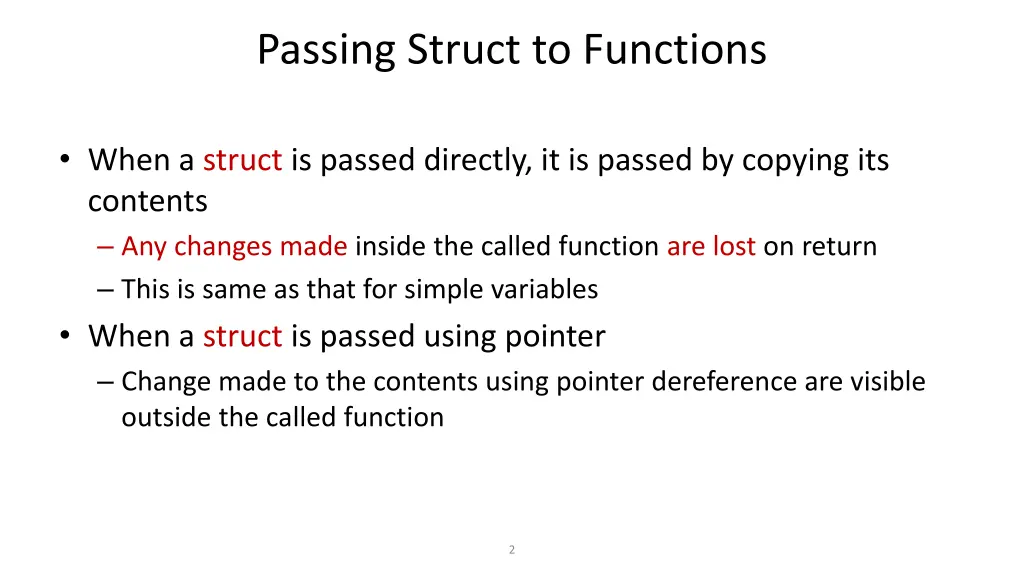 passing struct to functions