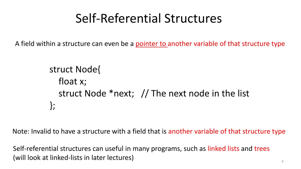 self referential structures