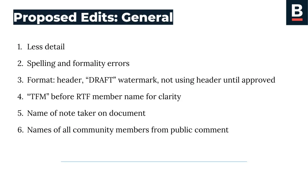 proposed edits general