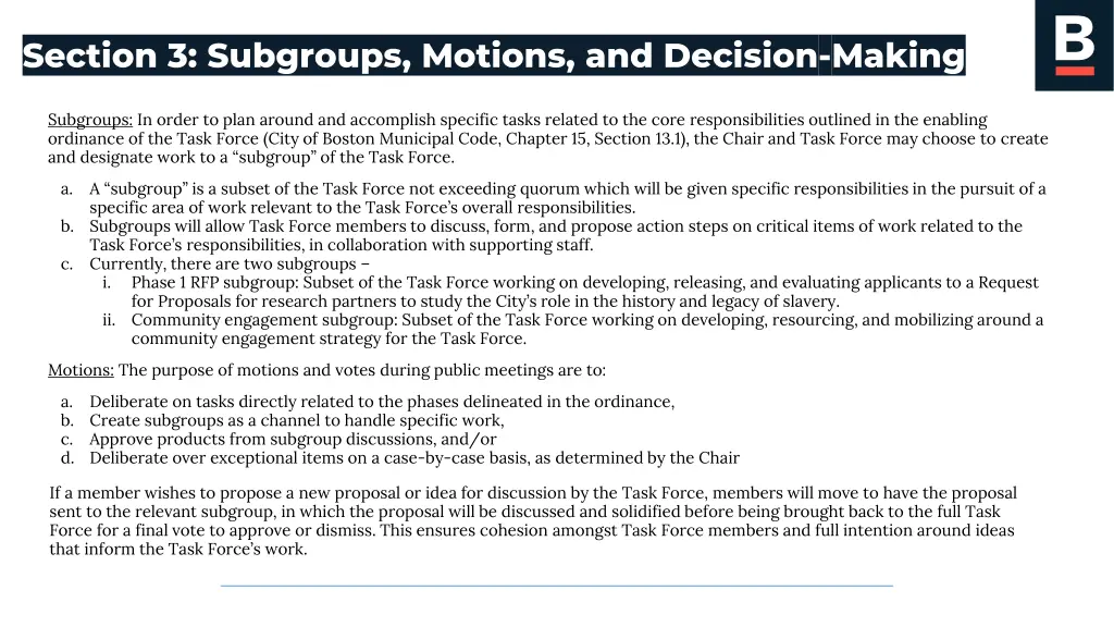 section 3 subgroups motions and decision making