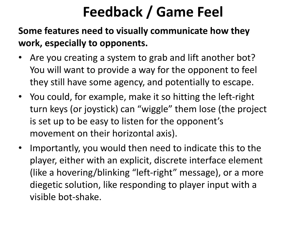 feedback game feel