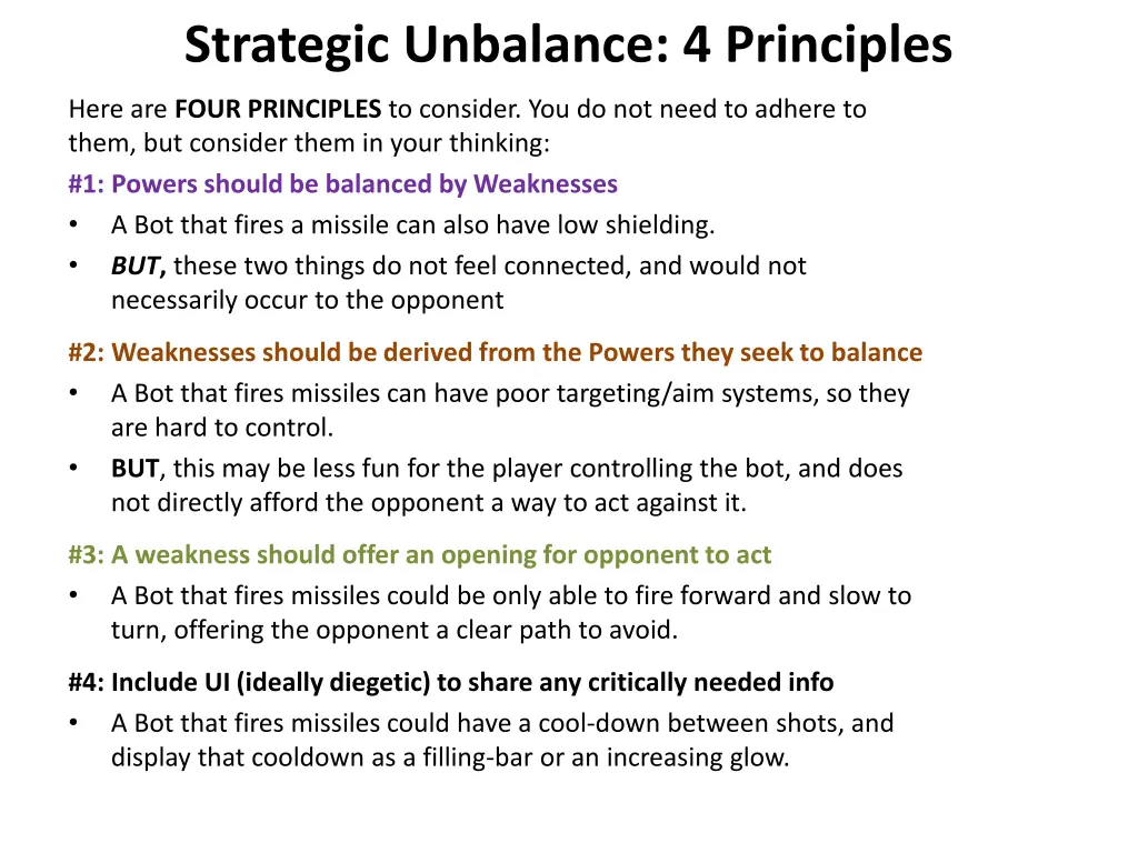 strategic unbalance 4 principles
