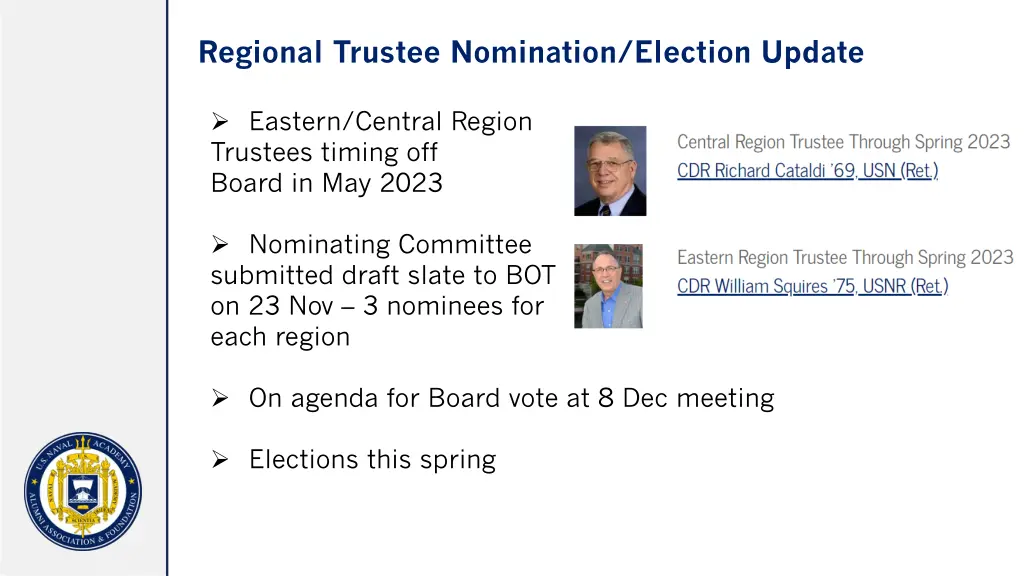 regional trustee nomination election update
