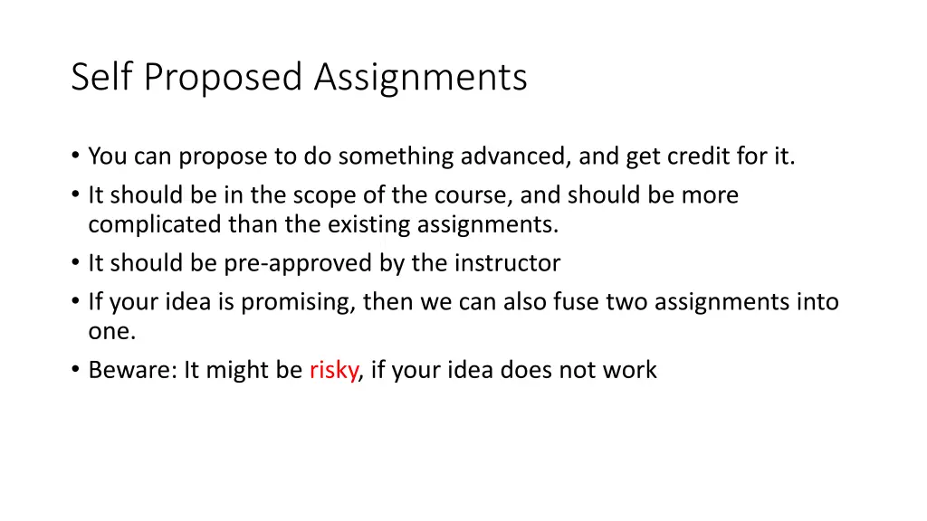 self proposed assignments