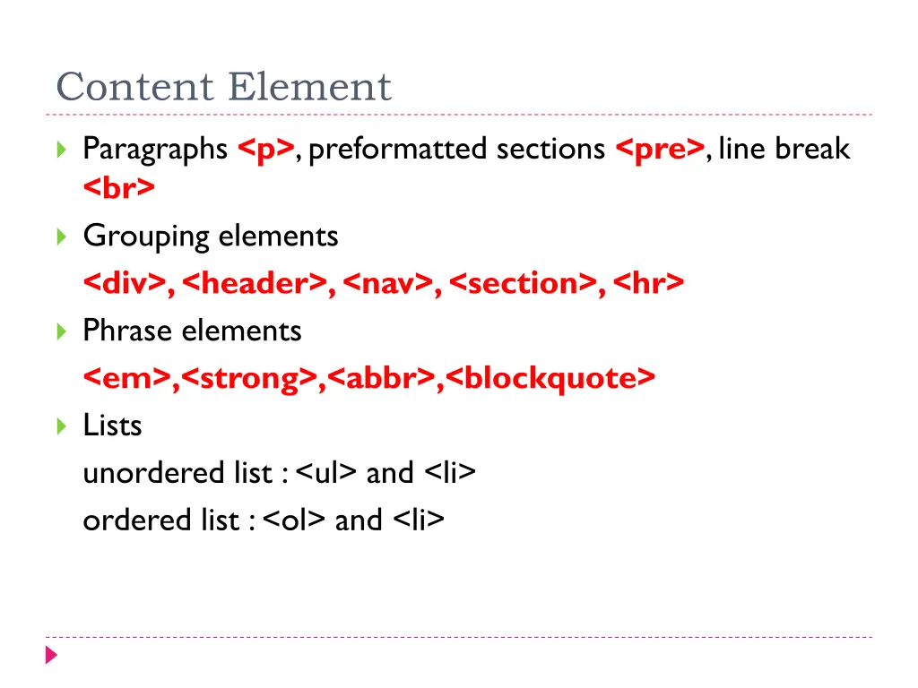 content element