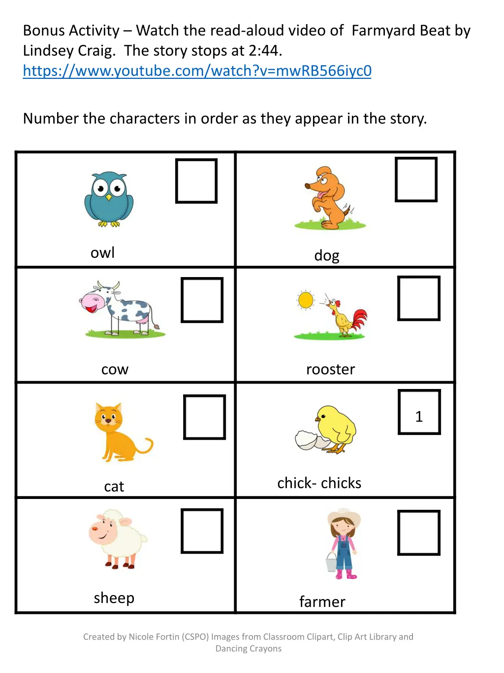 bonus activity watch the read aloud video
