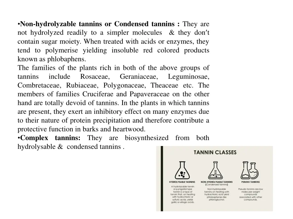 non hydrolyzable tannins or condensed tannins