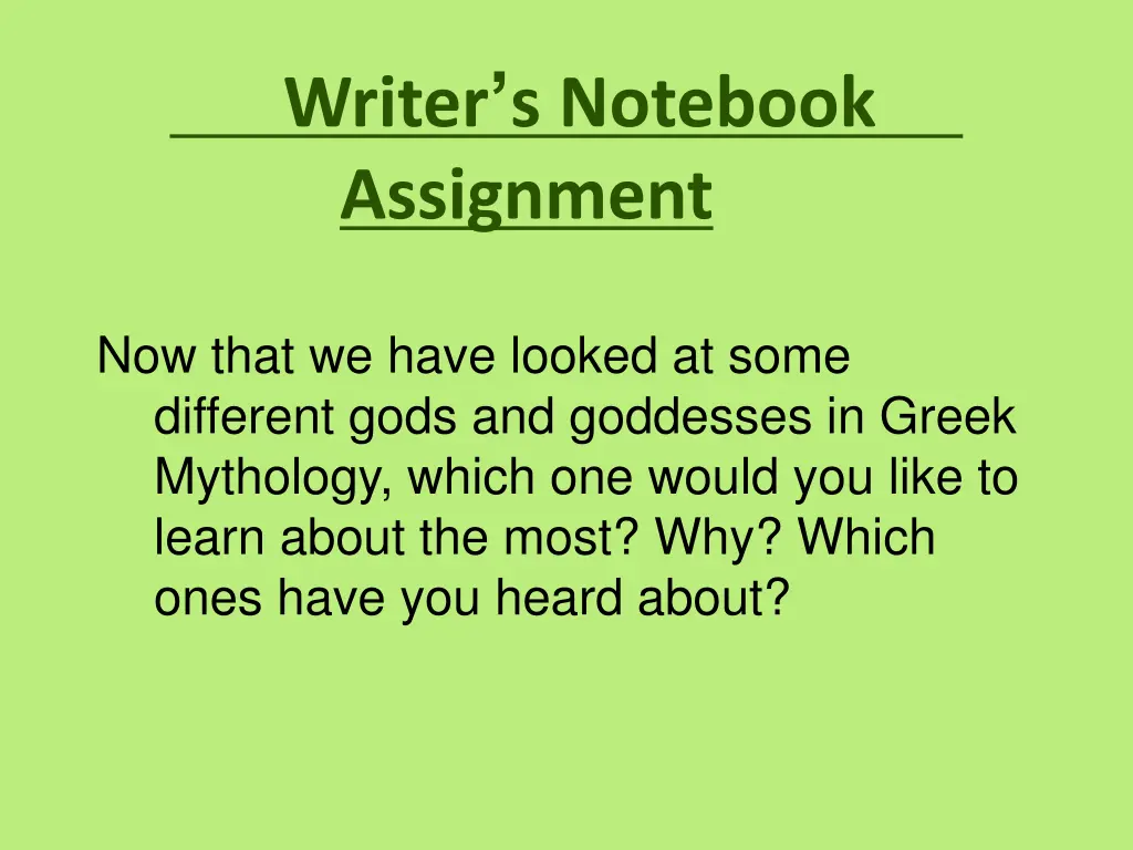 writer s notebook assignment