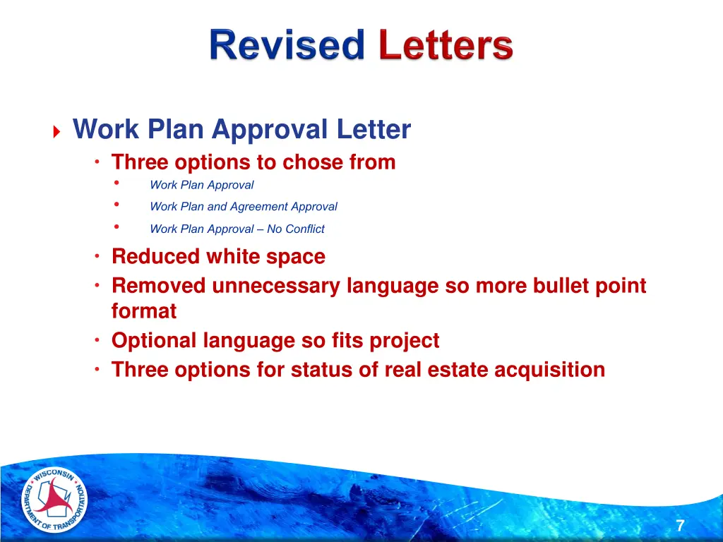 work plan approval letter three options to chose