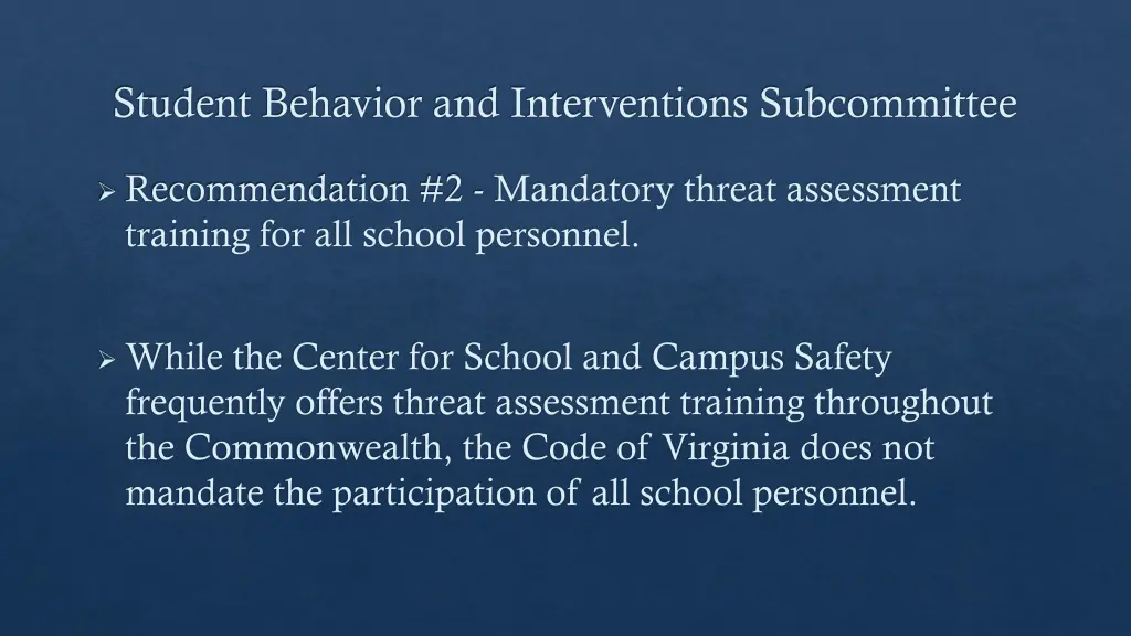 student behavior and interventions subcommittee 1