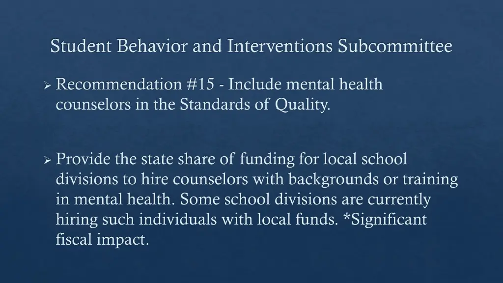 student behavior and interventions subcommittee 14