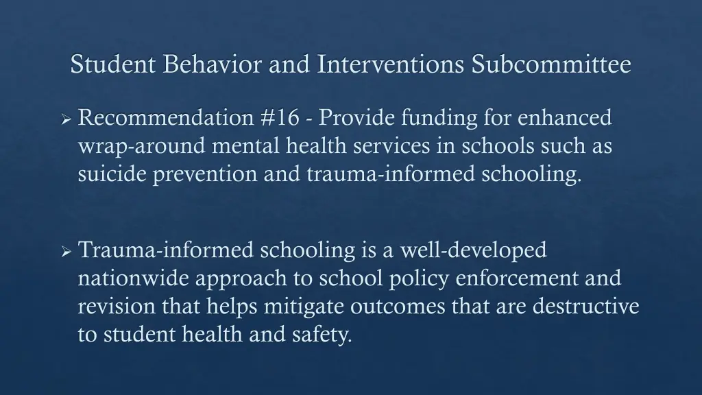student behavior and interventions subcommittee 15