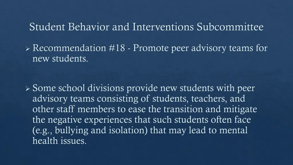 student behavior and interventions subcommittee 17
