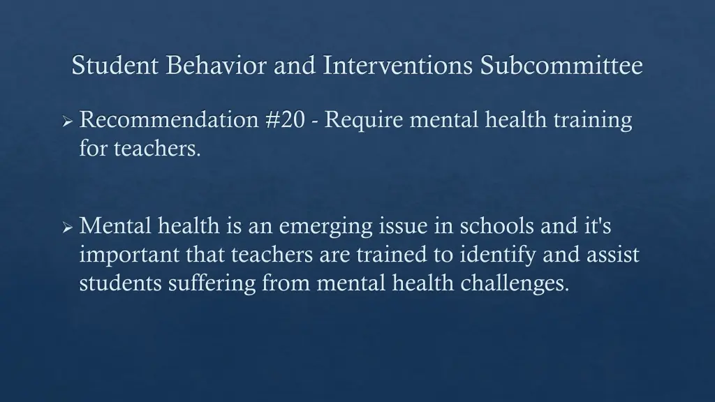 student behavior and interventions subcommittee 19