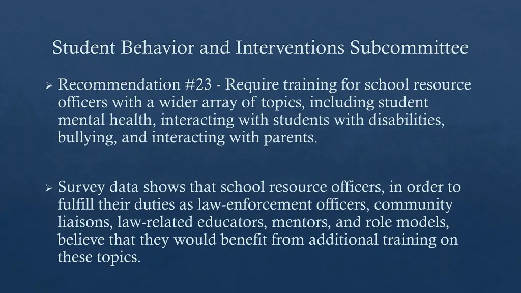 student behavior and interventions subcommittee 22