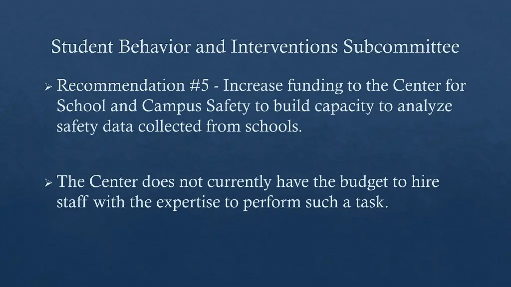 student behavior and interventions subcommittee 4