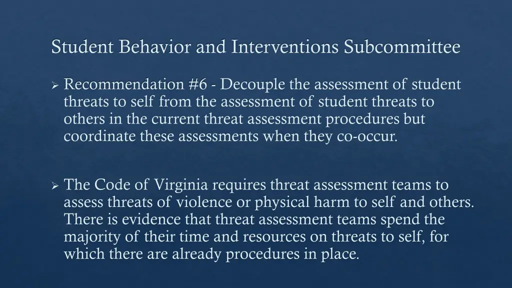 student behavior and interventions subcommittee 5
