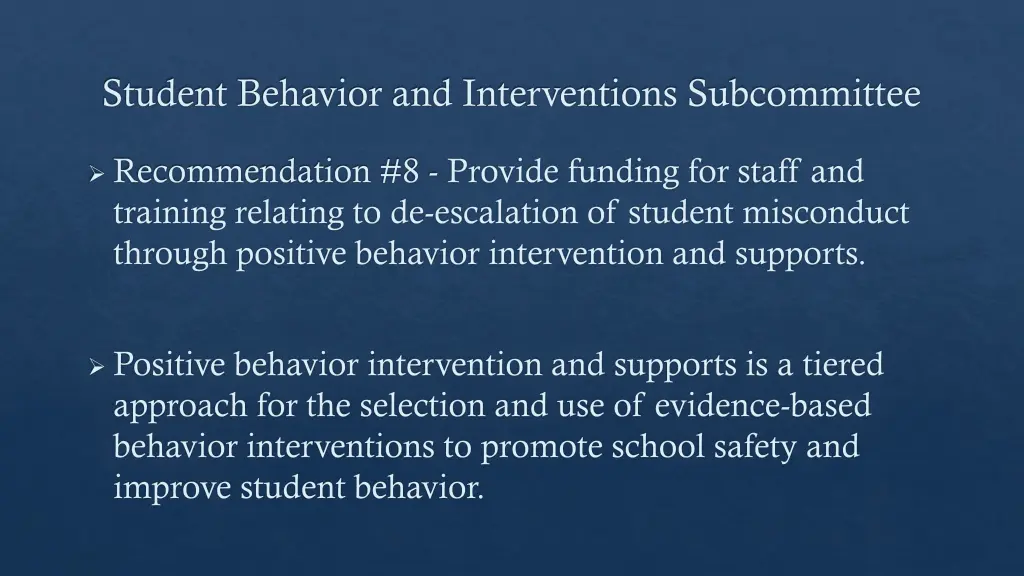 student behavior and interventions subcommittee 7