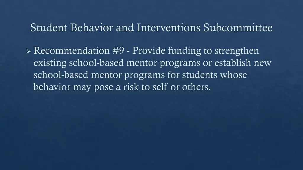 student behavior and interventions subcommittee 8