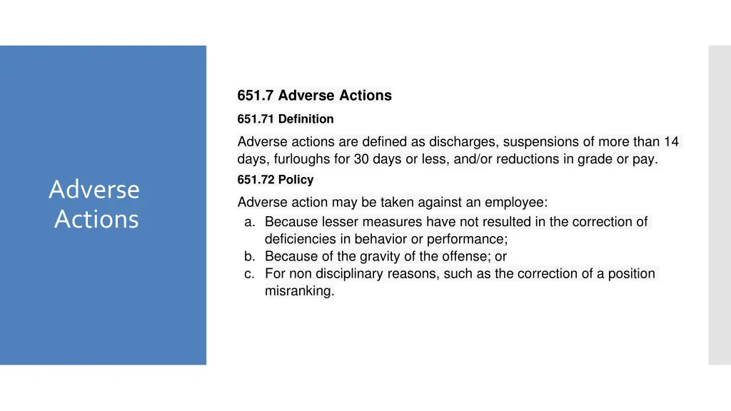 651 7 adverse actions