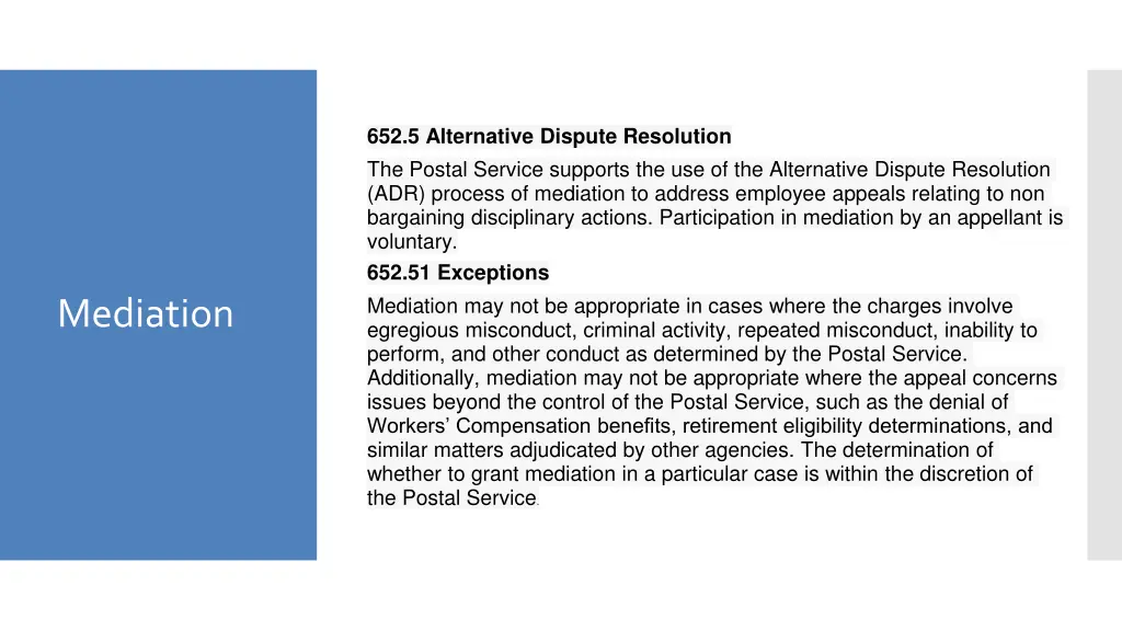 652 5 alternative dispute resolution the postal