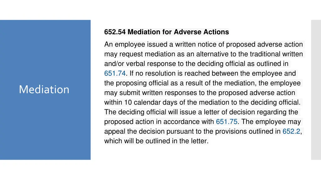 652 54 mediation for adverse actions