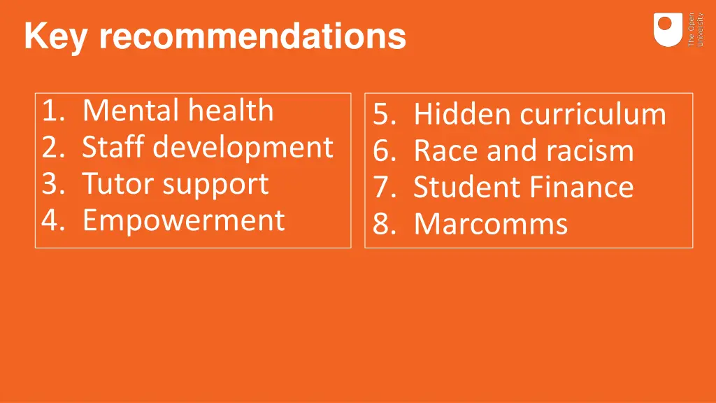 key recommendations