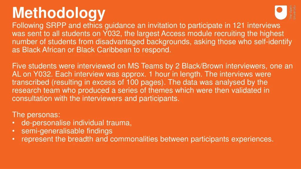 methodology following srpp and ethics guidance