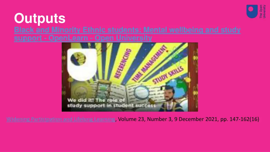 outputs black and minority ethnic students mental