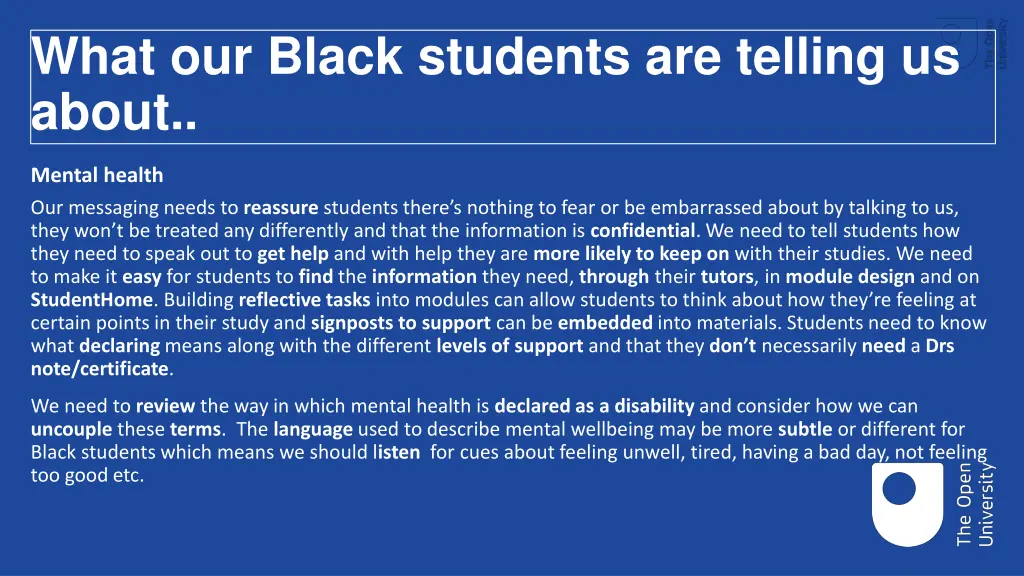 what our black students are telling us about
