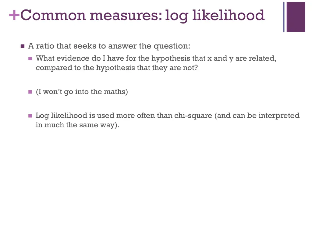 common measures log likelihood