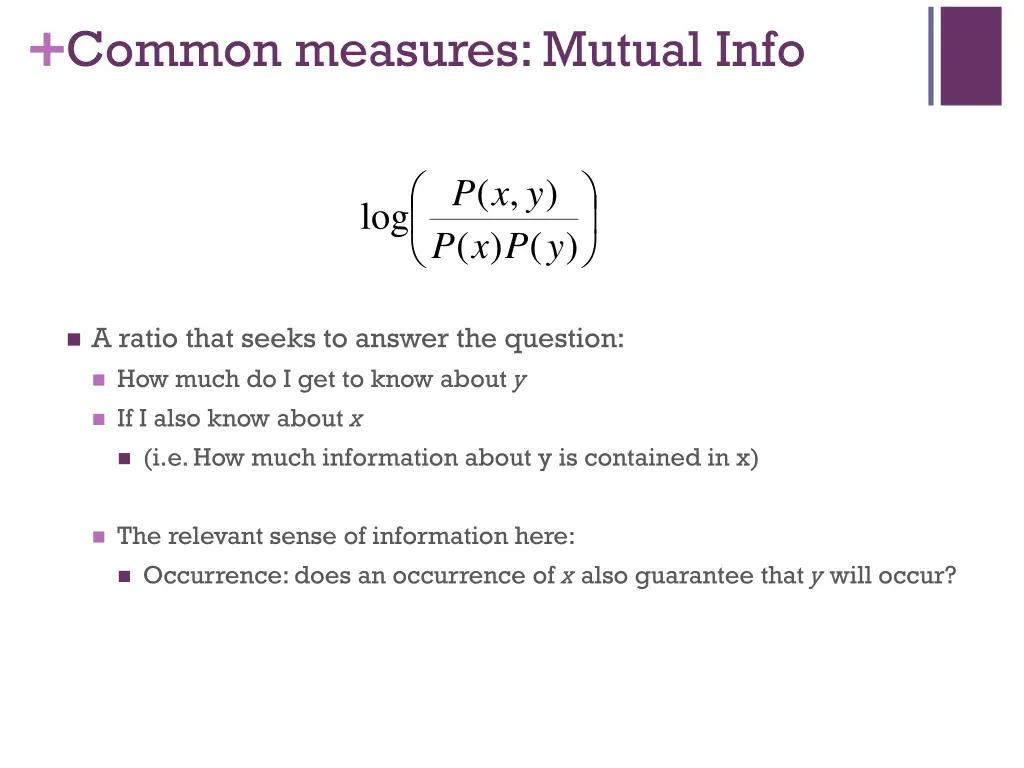 common measures mutual info