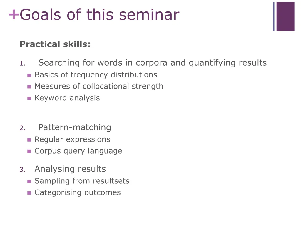 goals of this seminar