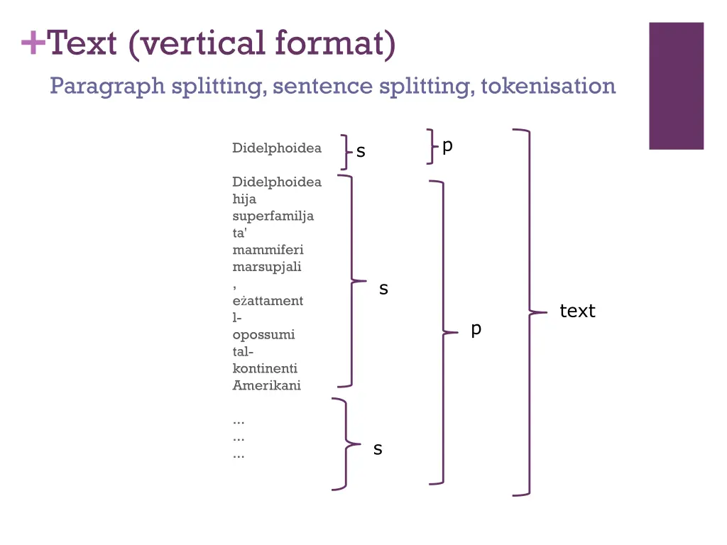 text vertical format paragraph splitting sentence