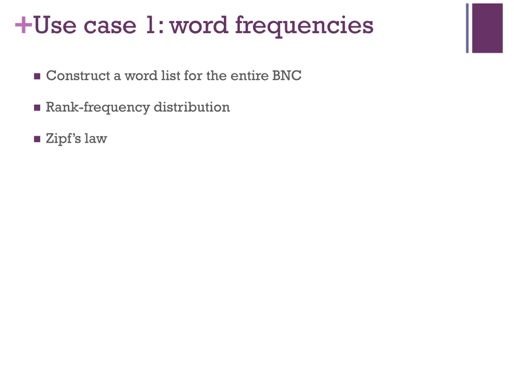 use case 1 word frequencies