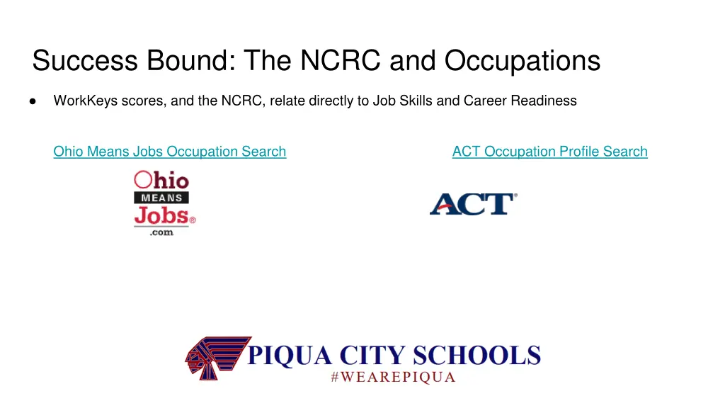 success bound the ncrc and occupations