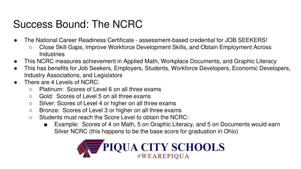 success bound the ncrc